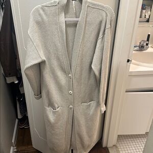 Free people long Gray Open Front Sweater - worn once